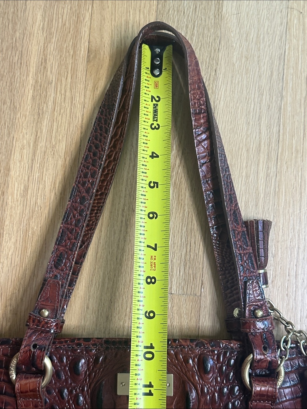 Brahmin Croc-Embossed Brown Leather Tote Vintage - Picture 8 of 12